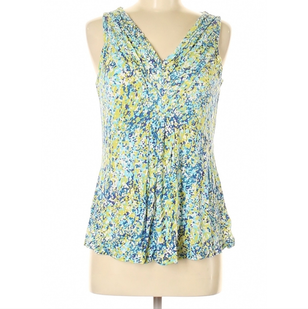 merona size medium green blue and white v neck tank
